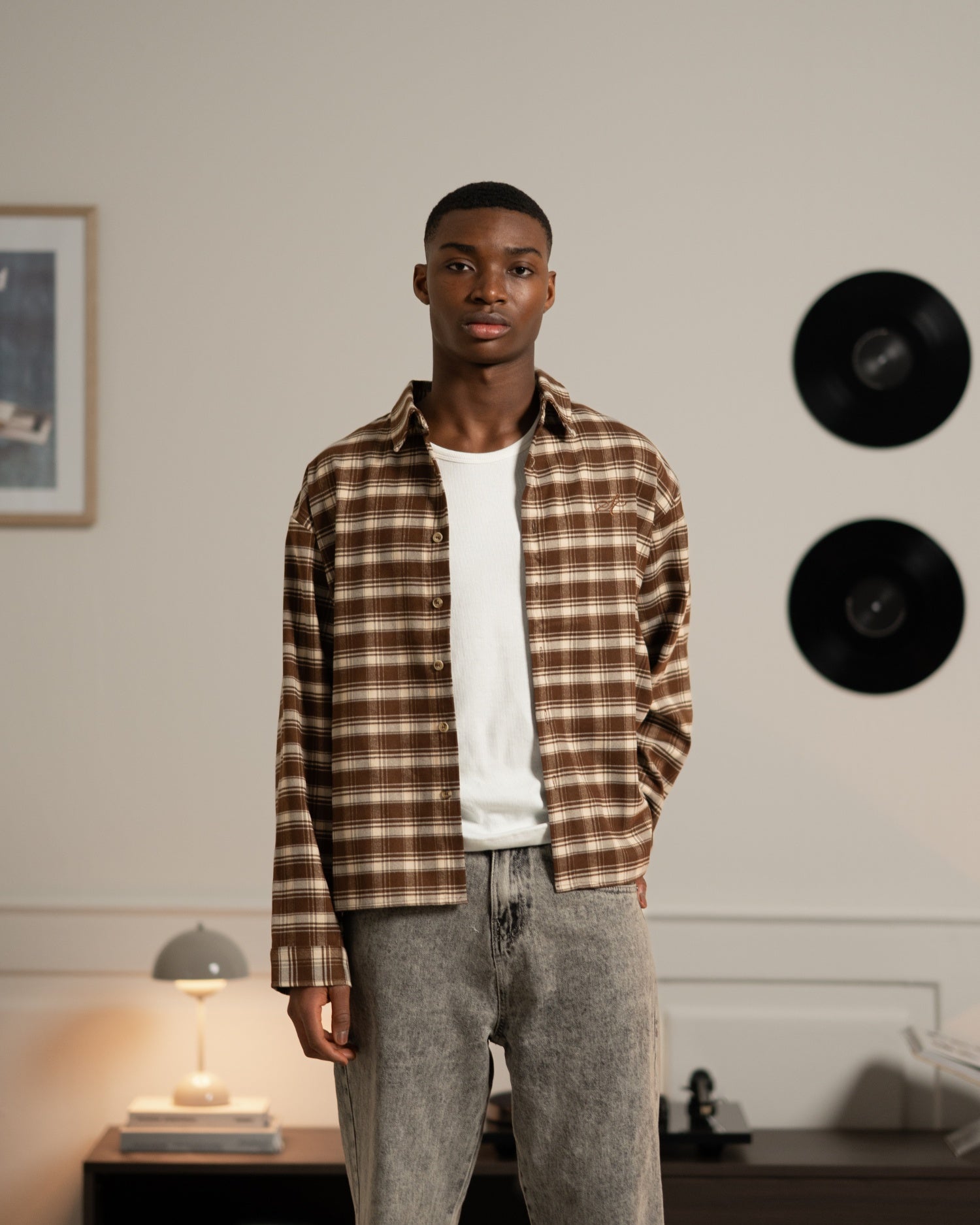 Kariertes Flanellhemd braun